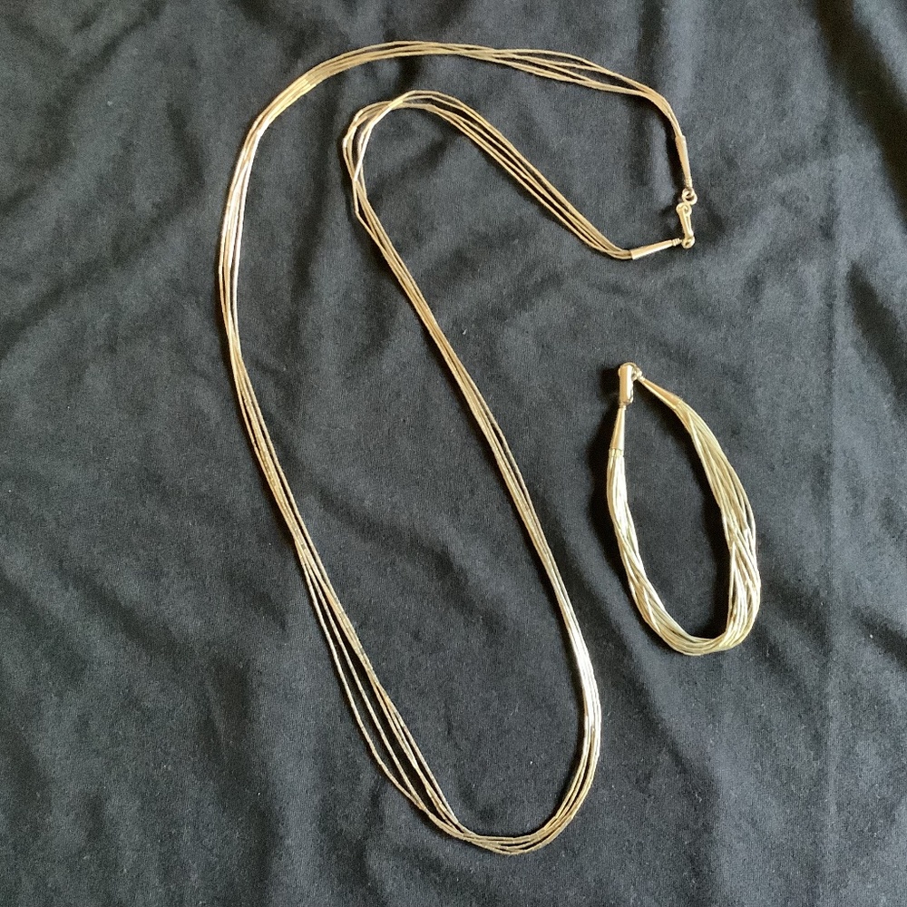 Liquid Silver Necklace and Bracelet Set